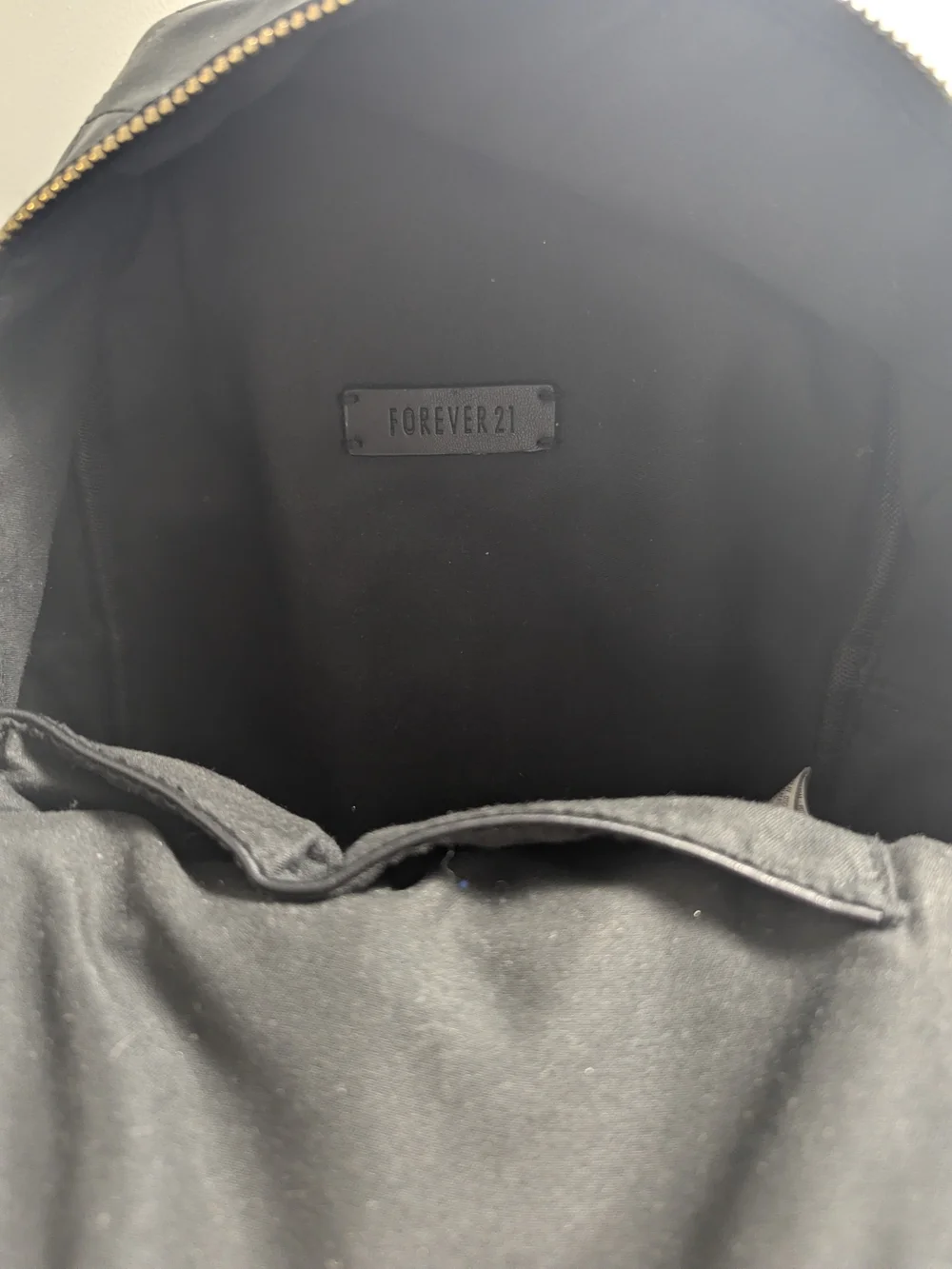Forever 21 Quilted Black Mini Backpack with Gold Zipper